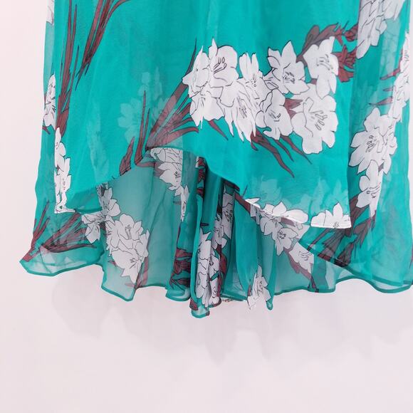 $598 Tracy Reese Black Label Silk Godet Floral Maxi Dress - Picture 4 of 10